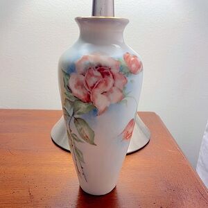 Antique 1920s Wehinger Czechoslovakian vase with soft blues, greens, and pinks.
